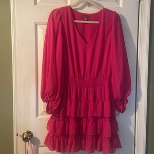 NWOT Hot pink size L Vince Camuto ruffled mini dress